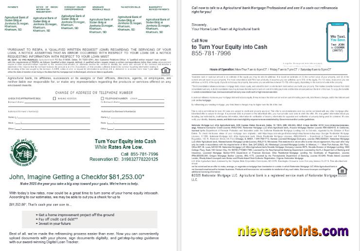 Sudanese Agricultural Bank of Sudanese bank mortgage loan statement, 4 pages 3-4